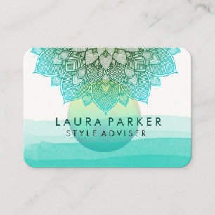 Cartão De Visita Azul, Teatro, Lotus Floral Mandala Yoga