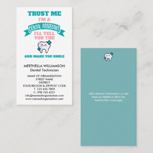 Cartão De Visita Azul Turquesa Kawaii ASSISTENTE DENTAL Corporativo