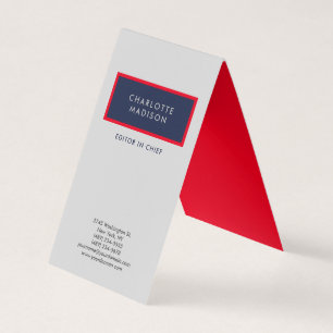 Cartão De Visita Azul Vermelho Cinza Simples Moderno Minimalista Pl