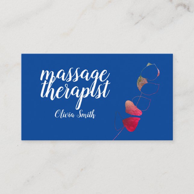 Cartão De Visita Azul vermelho elegante verde rústico sofisticado f (Frente)