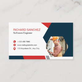 Cartão De Visita Azul Vermelho Moderno Personalizado