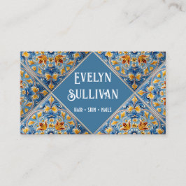 Cartão de visita azulejo amarelo azul