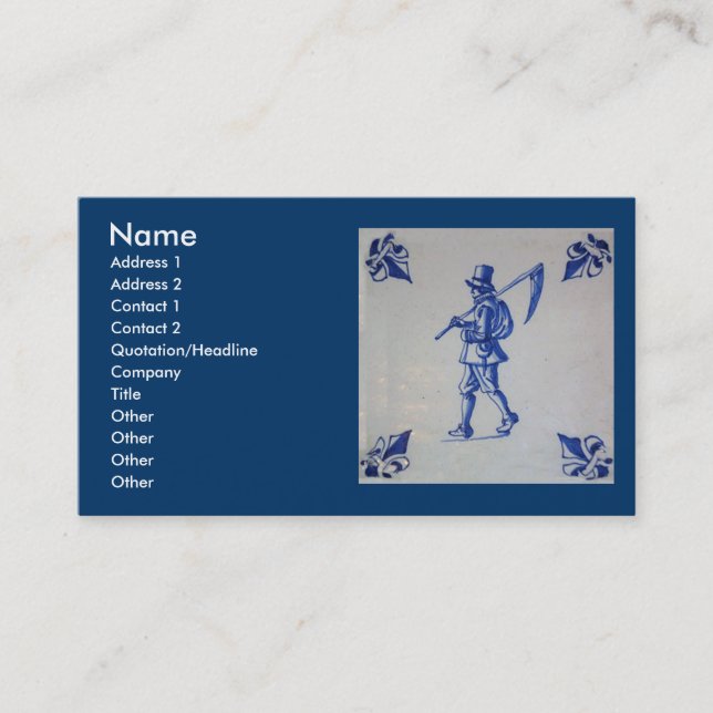 Cartão De Visita Azulejo azul de Delft - modelo (Frente)