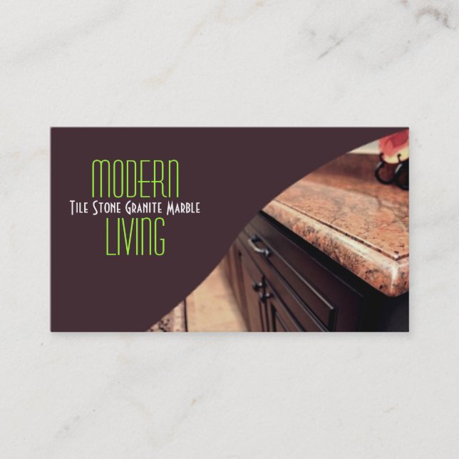 Cartão De Visita Azulejo Stone Granite Marble Construction Business (Frente)
