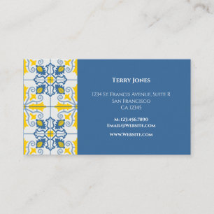 Cartão De Visita azulejos bonito azuis e amarelos portugueses