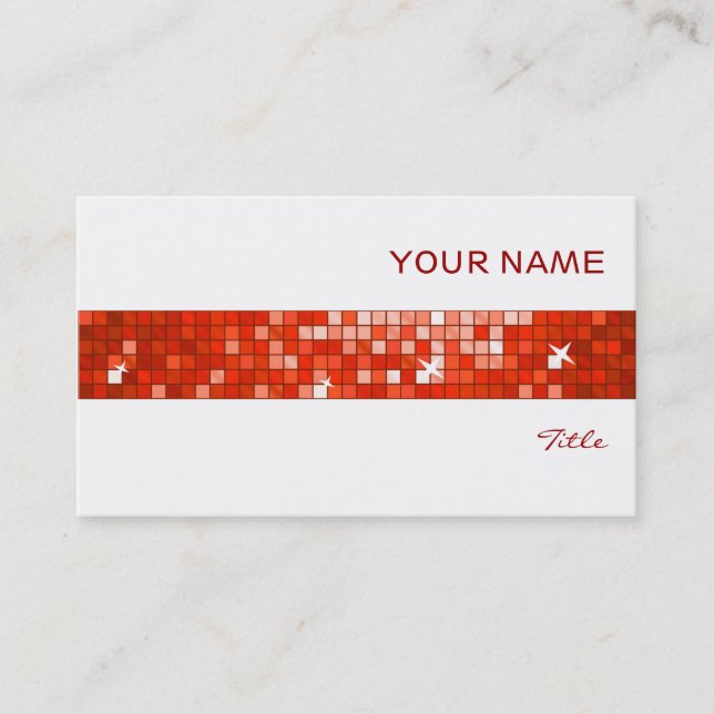 Cartão De Visita Azulejos Disco azulejo vermelho  branco (Frente)