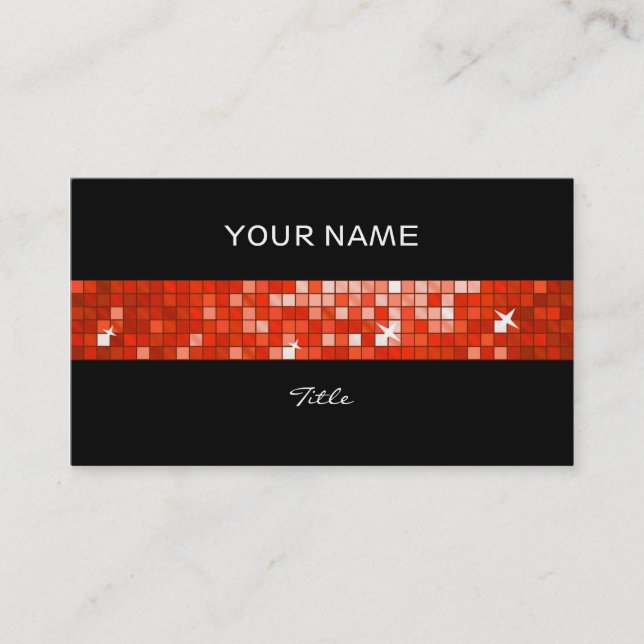 Cartão De Visita Azulejos Disco azulejo vermelho faixa preta (Frente)