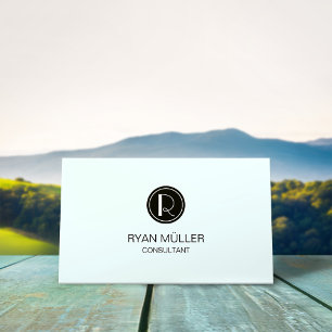 Cartão De Visita Azure Mist Professional Chic Plain e Monograma