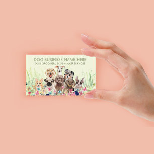 Cartão De Visita Babá de animais Passiante cão petcare verde floral