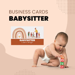 Cartão De Visita Babá de Cuidados Infantis Rainbow Heart Babysitter