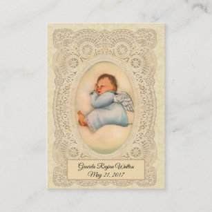 Cartão De Visita Baby Boy Baptism lembra da Sagrada carta