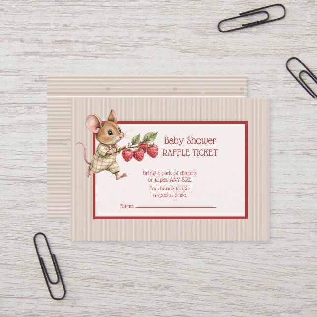 Cartão De Visita Baby Boy Woodland Animal Raffle Ticket (Frente/Verso In Situ)