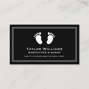 Cartão De Visita Babysitter branco preto Babysitting Babanny Feet