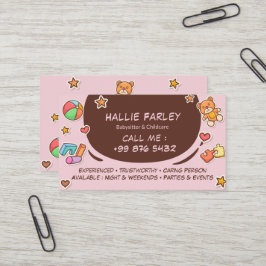 Cartão De Visita Babysitter Business | vinhetas de chocolate fofo