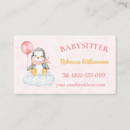 Cartão De Visita Babysitter Cute Penguin