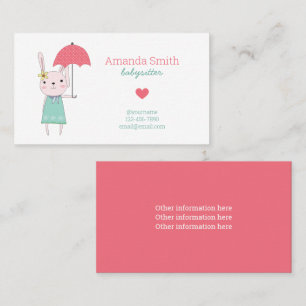 Cartão De Visita Babysitter Cute Rabbit Babysitting