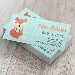 Cartão De Visita Babysitter Cute Woodland Fox Babysitting Chilcare