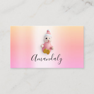Cartão De Visita Babysitter Nanny Child Daycare Pink Boneca Gota