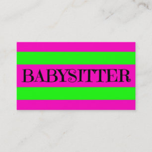 Cartão De Visita Babysitter Neon Green e Hot Pink
