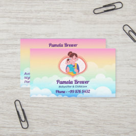 Cartão De Visita Babysitter Professional Business | Arco-íris Cujo