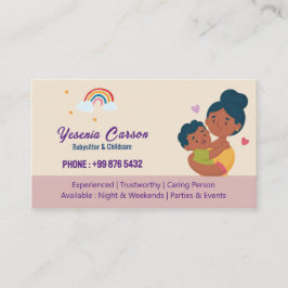 Cartão De Visita Babysitter Professional Business | Arco-íris Cujo