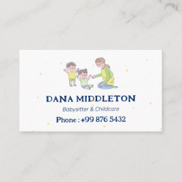 Cartão De Visita Babysitter Professional Business | Branco Marinho