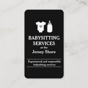 Cartão De Visita Babysitting Services no Jersey Shore Black
