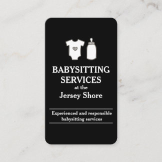 Cartão De Visita Babysitting Services no Jersey Shore Black