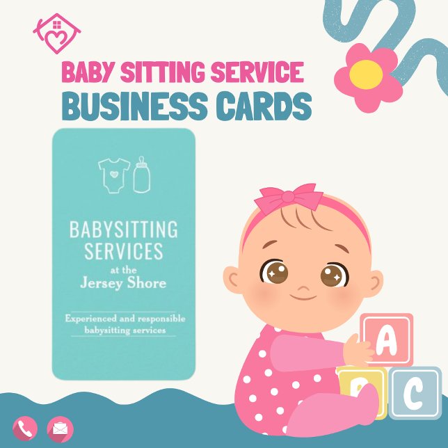 Cartão De Visita Babysitting Services no Jersey Shore Sweet (Criador carregado)