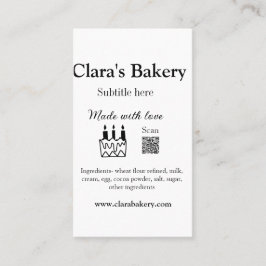 Cartão De Visita Bagaço de padaria adiciona ingredientes feitos com