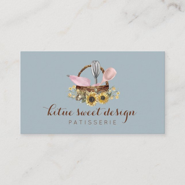 Cartão De Visita Bagaço de uísque de girassol azul Bagaço de pastel (Frente)