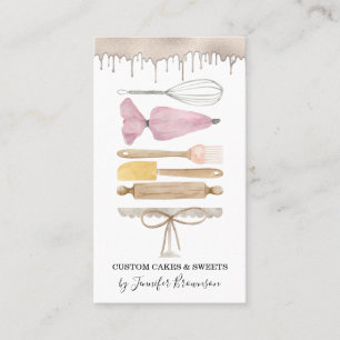 Cartão De Visita Bagaria Pastelaria Chef Criativo Watercolor Cake D