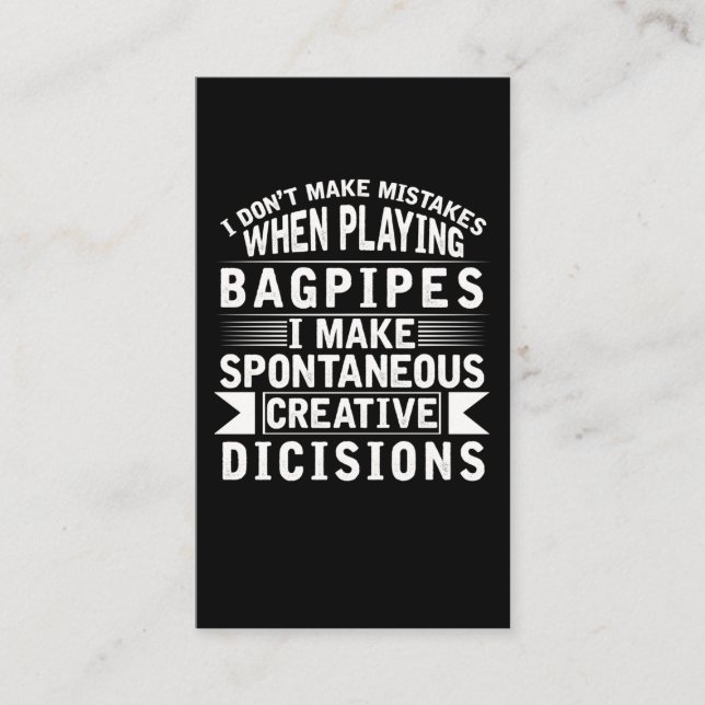 Cartão De Visita Bagpipe Erga Instrumento Musical Loud Bagpiper (Frente)