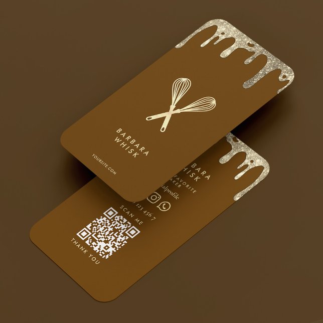 Cartão De Visita Baker Pastelaria de Chocolate de Uísque (Baker Pastry Whisk Chocolate Drip Caterer Business Card
)