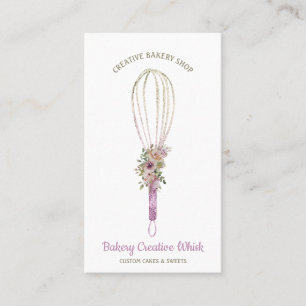 Cartão De Visita Baker Whisk logo pastel boho