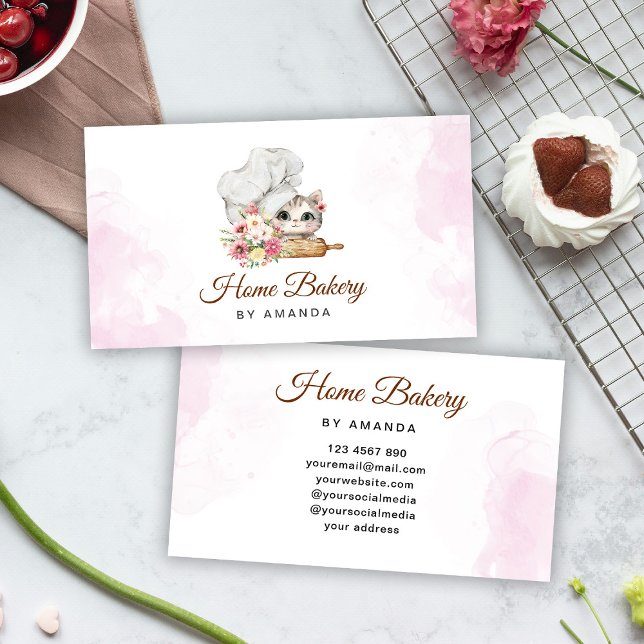 Cartão De Visita Bakery Chef Kitten (Criador carregado)