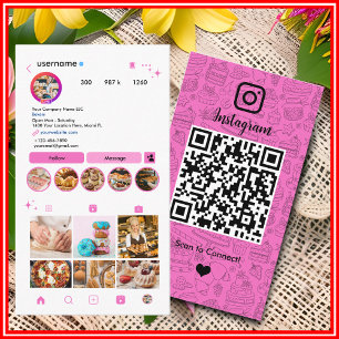 Cartão De Visita Bakery Instagram Chef Rosa e White Cake Bakery QR