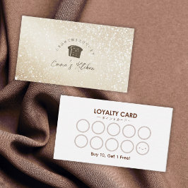 Cartão De Visita Bakery Loyalty Card Gold Glitter Bread Logo