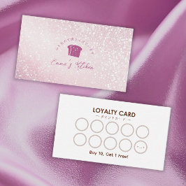 Cartão De Visita Bakery Loyalty Card Pink Glitter Bread Logo