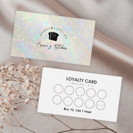 Cartão De Visita Bakery Loyalty Card White Opal Holographic