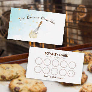 Cartão De Visita Bakery pastel Chef Whisk Cream Blue Leyalty Card
