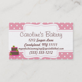Cartão De Visita Baking e Bakery Boutique, Bolinhas rosa
