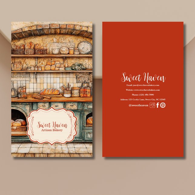 Cartão De Visita Baking Elegante Rustico (Criador carregado)