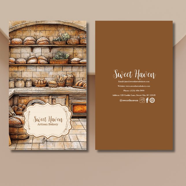 Cartão De Visita Baking Elegante Rustico (Criador carregado)
