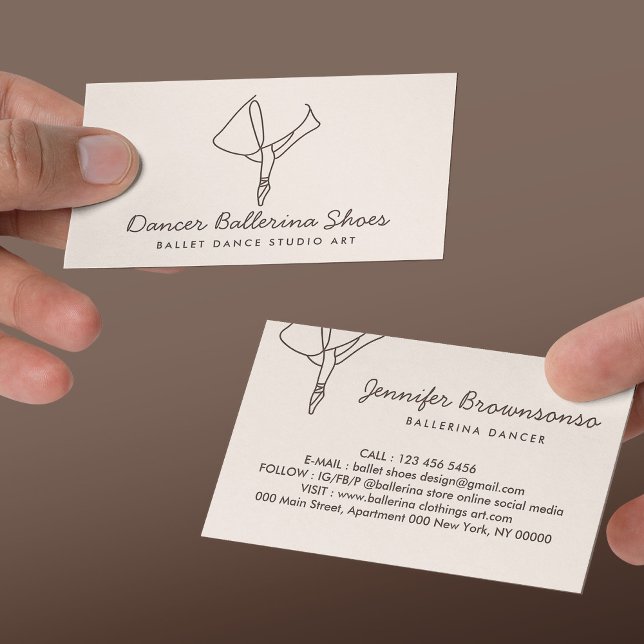 Cartão De Visita Balé da Ivory Beige Blush Dance School (Ivory Beige Blush Dance School Ballet Business Card
)