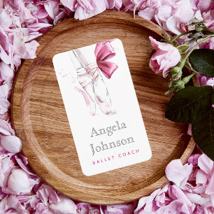 Cartão De Visita Balé de aquarela Calçados Ballerina Rosa