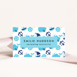 Cartão De Visita Baleias Azuis, Instrutor de Natação, Treinador de 