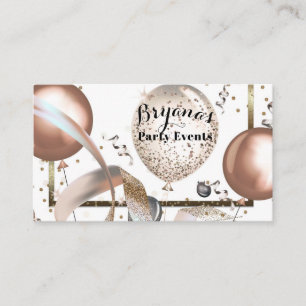 Cartão De Visita Baloes Brilhantes Rose Gold Planejador de Festa Br