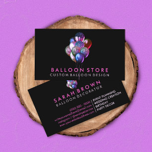 Cartão De Visita Balões Cor-de-Rosa para Planejamento de Eventos e 
