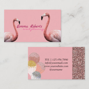 Cartão De Visita Balões de Flamingo Rosa Planejamento de Eventos Mo